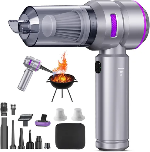 Vista 8 de Aspiradora de mano inalámbrica para automóvil, succión fuerte de 22000 Pa con motor sin escobillas, filtro HEPA, filtro de metal lavable adicional