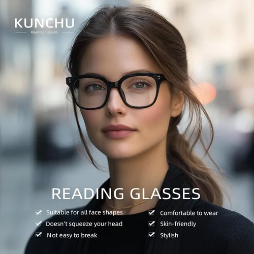 Vista 2 de Oversized Reading Glasses for Women & Men - Blue Light Blocking for Computer/Phones, Magnifying Readers