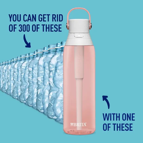 Vista 3 de Brita Botella de agua filtrada aislada con popote (26 onzas) y reemplazos de filtro de agua