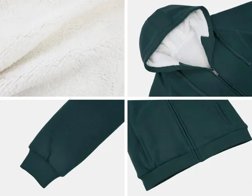 Vista 6 de Victory Outfitters - Sudadera con capucha de forro polar con cremallera y forro bereber suave para mujer