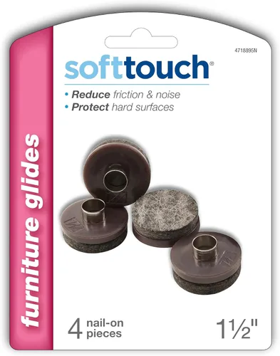 Vista 9 de SoftTouch Deslizadores redondos de fieltro para clavos de 1 pulgada, almohadillas protectoras de fieltro resistentes para muebles de madera y Negro
