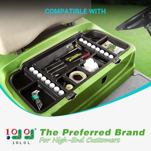Vista 2 de 10L0L Golf Cart Under Seat Storage Tray Fits EZGO TXT, RXV, Club Car DS, Club Car Precedent, Yamaha G29, Electric Vehicle with Original Trojan