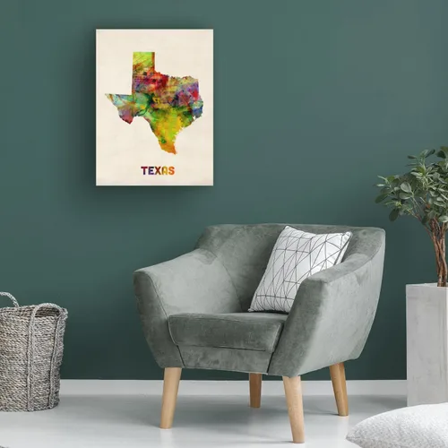 Vista 4 de Trademark Fine Art Lienzo decorativo para pared, diseño de mapa de Texas de Michael Tompsett, 18 x 24 pulgadas
