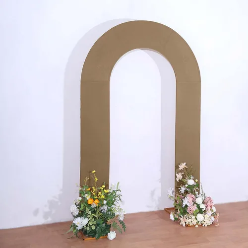 Vista 21 de Efavormart - Funda de arco abierto de elastano beige de 7 pies, doble cara, ajuste cómodo, en forma de U, para bodas escandalosas y decoración