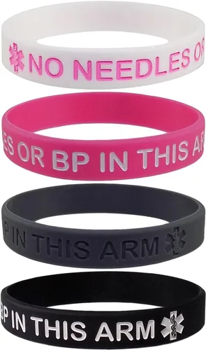 Vista 3 de Alerta de linfedema NO AGUJAS O BP ESTE BRAZO Pulsera de Silicona Pulseras