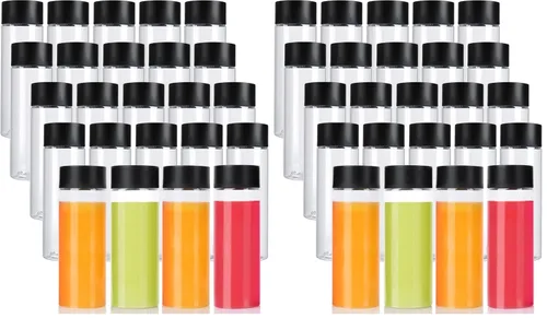 Vista 9 de zmybcpack Paquete de 24 botellas de jugo de plástico PET transparente de 10 onzas (10.1 fl oz) con tapas Botella sensorial vacía de plástico