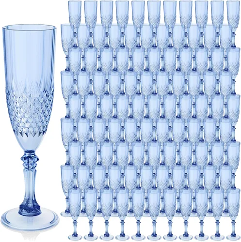 Vista 18 de Copas de champán de plástico, copas de champán a granel, copas de vino acrílicas reutilizables irrompibles para bodas, despedidas de soltero, Ámbar