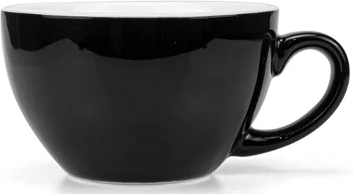 Vista 4 de Yesland Paquete de 2 tazas y platillo de café de cerámica de 8.5 onzas, tazas de capuchino negro brillante para cafetería y barista, perfectas