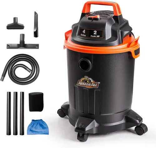 Vista 8 de Armor All® AA155 Aspiradora portátil húmeda/seca de 1.5 galones y 2 HP pico, naranja