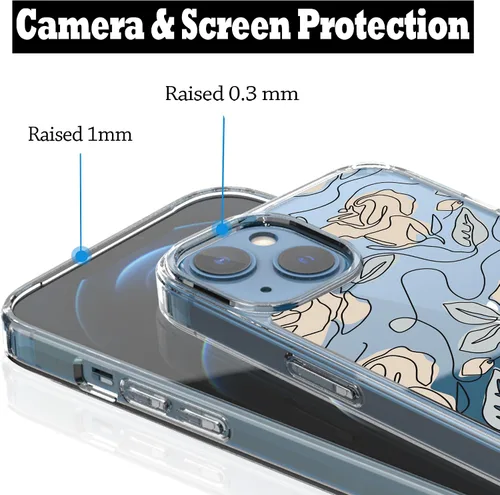 Vista 5 de RANZ Compatible con Funda para iPhone 13, Serie Anti-Arañazos y a los Golpes, Carcasa Protectora de TPU y PC Transparente para iPhone 13 (6.1")