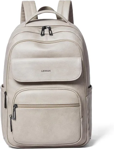 Vista 10 de Leresas Mochila de 37L para mujeres y hombres, bolsa de profesor, mochila de viaje de trabajo, mochila de cuero vegano para computadora portátil