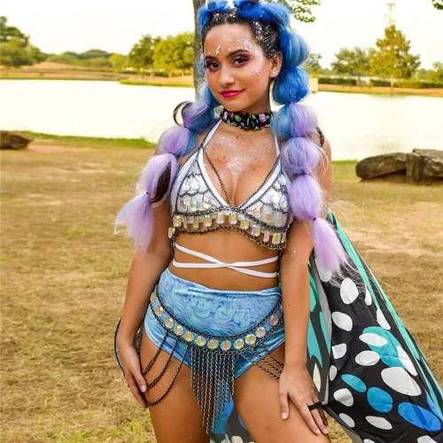 Vista 6 de Capa de alas de mariposa de Halloween para mujer, disfraz de mariposa de Halloween con diadema de antenas