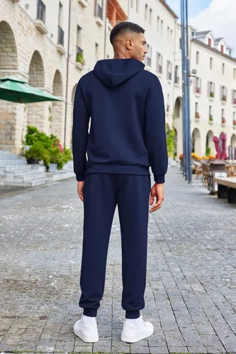 Vista 3 de COOFANDY Conjunto deportivo para hombre, 2 piezas, sudadera con capucha de gofre, conjunto deportivo para correr