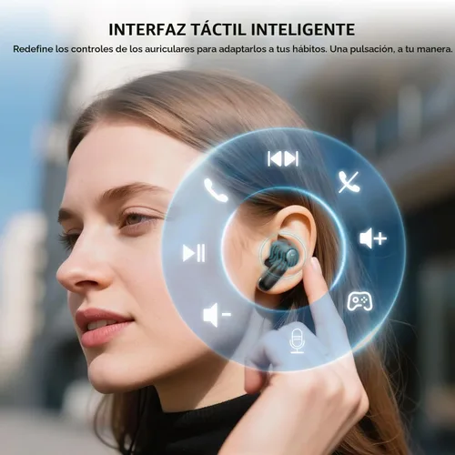 Vista 6 de havit Auriculares inalámbricos Space NC01T, fáciles de usar con conexión de doble dispositivo, 6 micrófonos ENC llamadas claras, Bluetooth estable