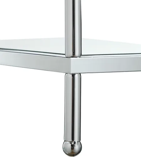Vista 5 de Convenience Concepts Royal Crest - Mesa auxiliar redonda de 2 niveles, cristal transparente y cromado
