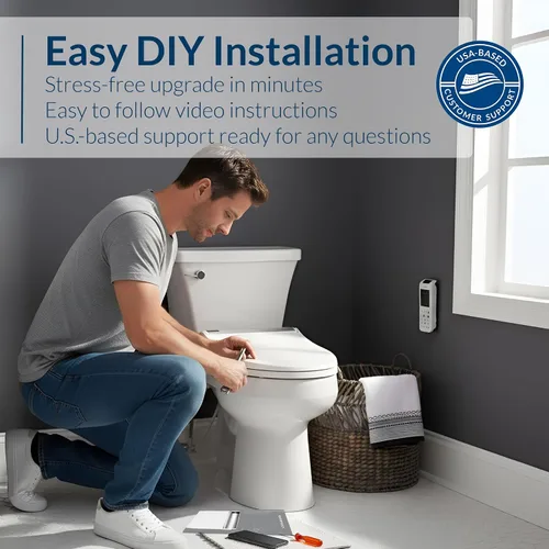 Vista 5 de Bio Bidet BB2000 Bliss - Asiento de inodoro eléctrico con bidé, agua caliente con secador de aire, asiento calefactado con sensor y tapa de cierre