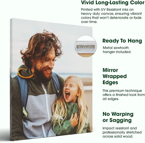 Vista 2 de BuildASign Impresiones en lienzo personalizadas con tus fotos, arte de pared personalizado de imagen a lienzo, perfecto para decoración del hogar