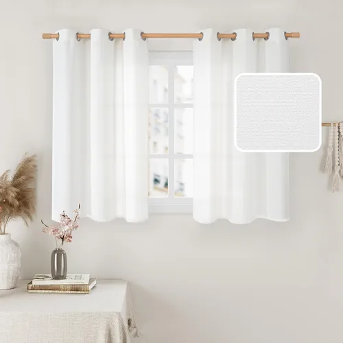 Vista 37 de LAMIT Cortinas de Lino Blancas Semitransparentes para Dormitorio, Paneles Filtrantes de Luz, Cortinas de Lino con Ojales de Protección de Privacidad
