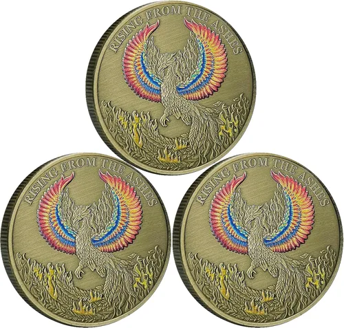 Vista 8 de Phoenix Rising Lucky Coin Serenity Prayer Sobriety Coin Regalos sobrios para hombres o mujeres, Medallón AA de recuperación de adicciones