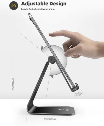 Vista 5 de Lamicall - Soporte para tablet, soporte para escritorio - Soporte de escritorio de tableta ajustable multi-ángulo, compatible con iPad Pro 11, 12.9