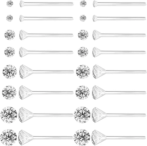 Vista 10 de Aretes de plástico antialérgicos para orejas sensibles, respaldos de silicona suave, kit de aretes de tuerca de circonita cúbica, 2mm, 3mm, 4mm, 5mm