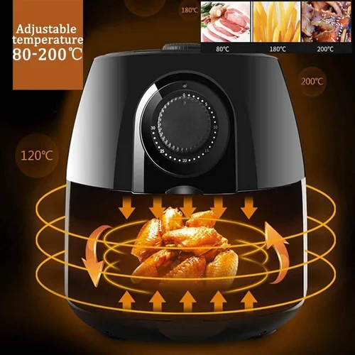Vista 5 de Freidora de aire 5L Horno freidora de aire 1350W Horno de aire eléctrico con control de temperatura Negro