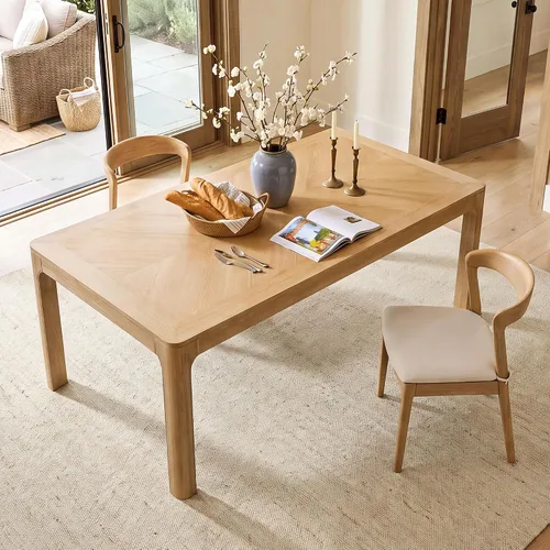 Vista 14 de Mesa de comedor extensible ovalada de madera con base de pedestal Marrón