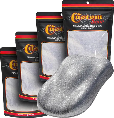 Vista 72 de Custom Shop - Purpurina metálica para pintura automotriz, oro brillante, 4 oz, micro escamas de metal de 0.004" para pintura de automóviles, aditivo