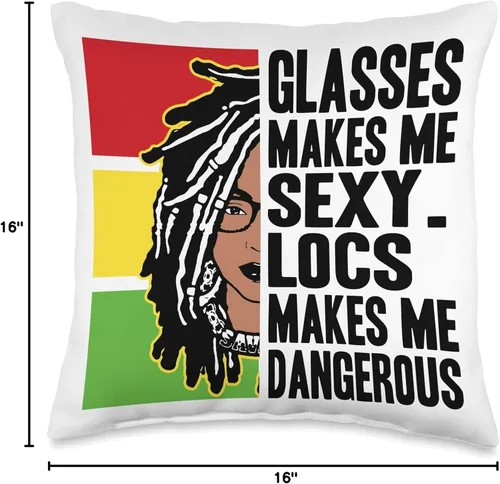Vista 4 de Locs Afro Dreadlocks Love Beauty Hair Locs Make me Dangerous Afro Hair - Almohada negra de niña africana americana, 16 x 16 pulgadas, multicolor