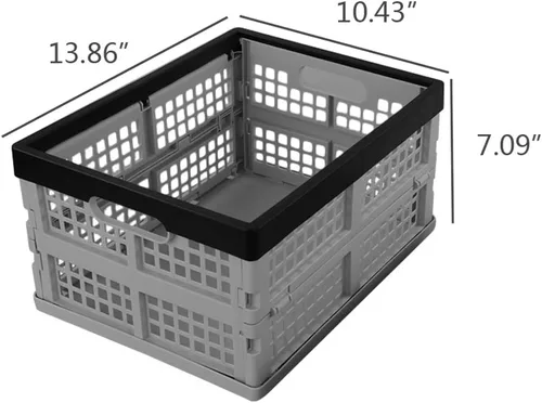 Vista 2 de Paquete de 4 cajas de almacenamiento plegables de plástico de 15 L, cajas plegables, cajas de almacenamiento apilables de plástico