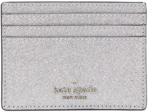 Vista 2 de Kate Spade New York Carteras para mujer Shimmy Glitter en caja pequeño Tarjetero (Lunar Light Silver), plateado
