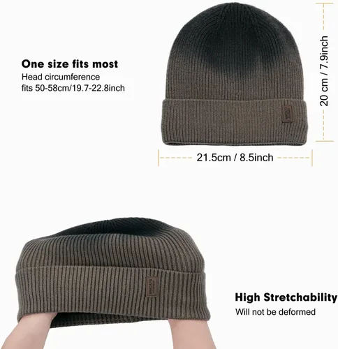 Vista 4 de Wmcaps Gorro de invierno para hombres y mujeres, gorro de punto suave y cálido con forro polar