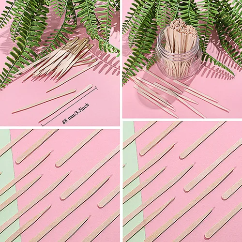 Vista 3 de Whaline 400 piezas de palitos de cera pequeños aplicadores de espátulas de madera, aplicador de cera de madera para depilación facial y eliminación