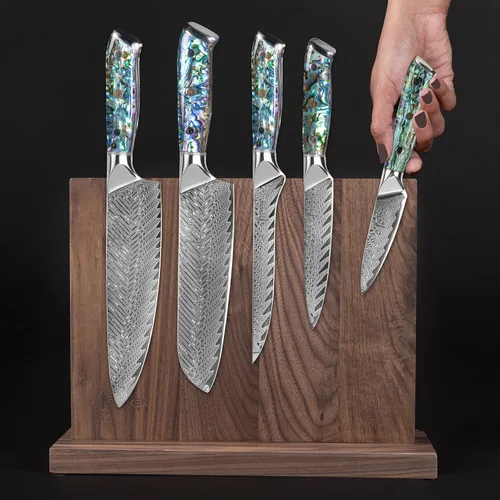 Vista 9 de SENKEN - Bloque magnético de madera de acacia natural, imanes de neodimio ultra fuertes de doble cara, soporte para cuchillos para 16 cuchillos