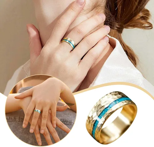 Vista 3 de Alianzas de compromiso de boda para mujer, anillo de aleación para hombre, regalo de cumpleaños de Navidad