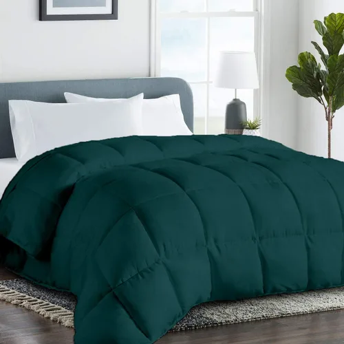 Vista 15 de Edredón de algodón alternativo hipoalergénico para todas las estaciones, ultra suave, relleno 750, tamaño individual XL, mide 68 x 92 pulgadas, Negro