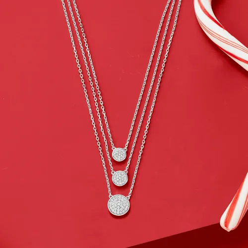 Vista 3 de Ross-Simons Collar de 3 hebras de diamantes pavé de 0.50 quilates en plata de ley