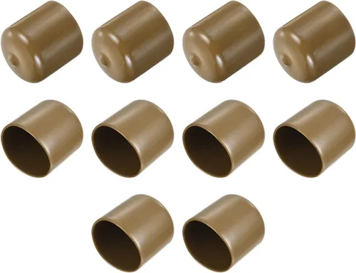 Vista 250 de uxcell 10 tapas de goma para extremos de 0.591 in de identificación, tapa de extremo redondo, protectores de rosca de tornillo, color negro