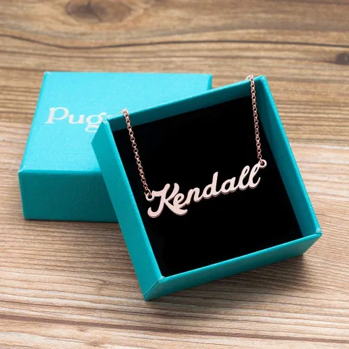 Vista 7 de Collar de oro rosa personalizado con nombre, regalo para mujer, niña, parejas