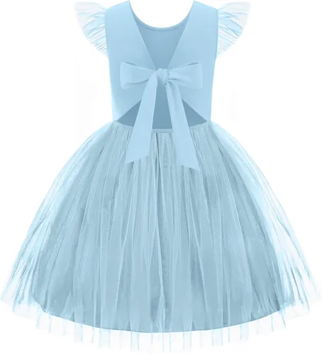 Vista 16 de Arshiner Vestido tutú de verano para niñas pequeñas, de tul sin espalda, para fiesta, cumpleaños, vestidos de algodón, 2-6 años