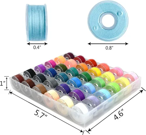 Vista 6 de 36 piezas de bobinas e hilos de coser preenrollados con estuche de plástico de almacenamiento, juego de hilos de coser de colores surtidos
