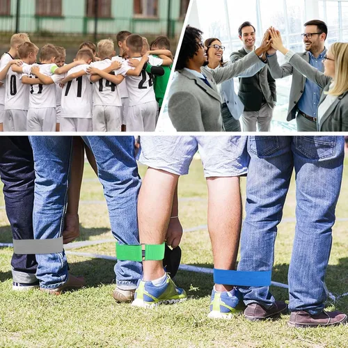 Vista 6 de 12 bandas de carreras de 3 patas, lazo elástico firme para niños, juegos al aire libre, trabajo en equipo, fiesta de cumpleaños, juego para adultos