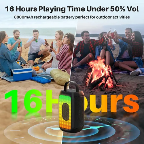 Vista 5 de Bobtot Altavoz Bluetooth portátil inalámbrico, 16 horas de reproducción, pequeños altavoces de karaoke con micrófono, sonido mágico, eco, modo