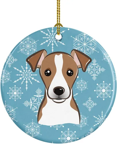 Vista 14 de Caroline's Treasures Adorno de cerámica con diseño de copo de nieve para colgar en el árbol de Navidad, para el hogar, Navidad, fiestas, regalo, 3