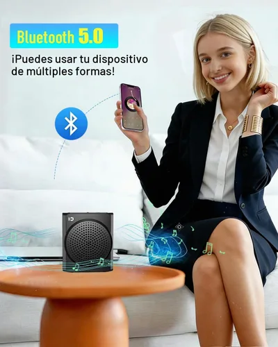 Vista 3 de SHIDU Amplificador de voz portátil de 18 W para profesores, amplificador de voz con micrófono de solapa inalámbrico, micrófono Bluetooth y altavoz