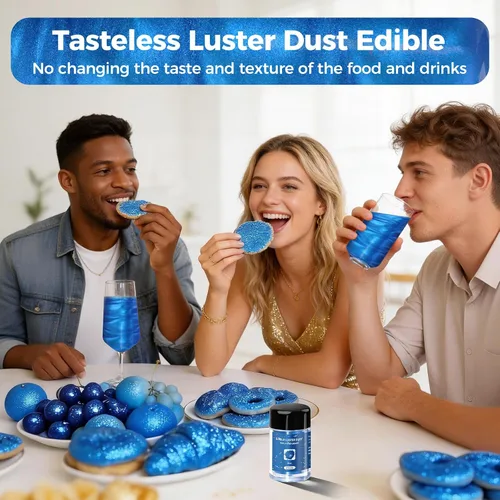 Vista 5 de CRPTHE Polvo de Polvo de Lustre Azul Comestible 5g, Purpurina Comestible para Bebidas, Polvo de Purpurina de Grado Alimenticio para Cócteles
