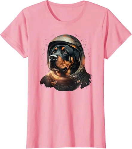 Vista 11 de Divertida camiseta Rottweiler con diseño de astronauta rottweiler en galaxia espacial, Negro