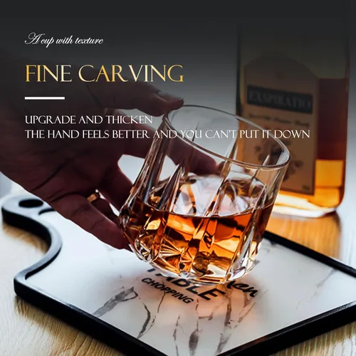 Vista 4 de Old Fashioned - Juego de vasos de whisky de cristal de 6 a 12 onzas, vasos de whisky de lujo para beber bourbon, whisky escocés, cócteles, coñac