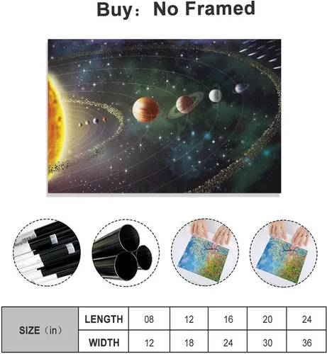 Vista 2 de LEES TOSS Póster del universo de planetas del sistema solar, arte de pared, pintura de dormitorio, póster decorativo para habitación, estética, sala