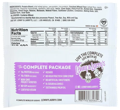 Vista 2 de Lenny & Larry's The Complete Cookie - Pasas de avena (4 oz) manillar de bicicleta